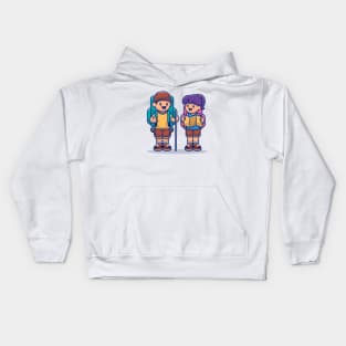 Cute Couple Travelling Together Kids Hoodie